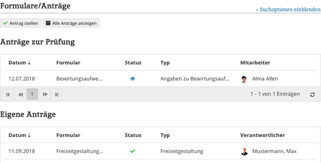 Formulare = FormularBOX Dokumentenmanagement Formulare Antraege Uebersicht