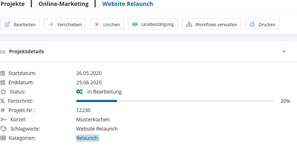 Wissensdatenbank Dokumentenmanagement Software Kategorien Projektverlinkung
