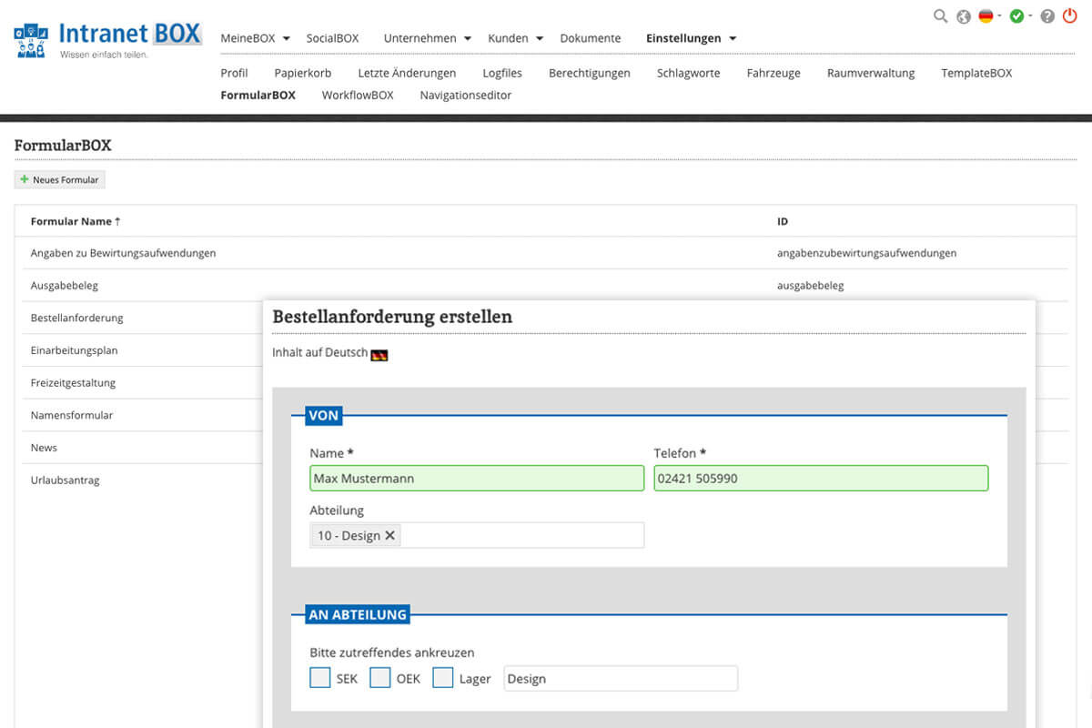 Dokumentenmanagement Software Erweiterungen FormularBOX